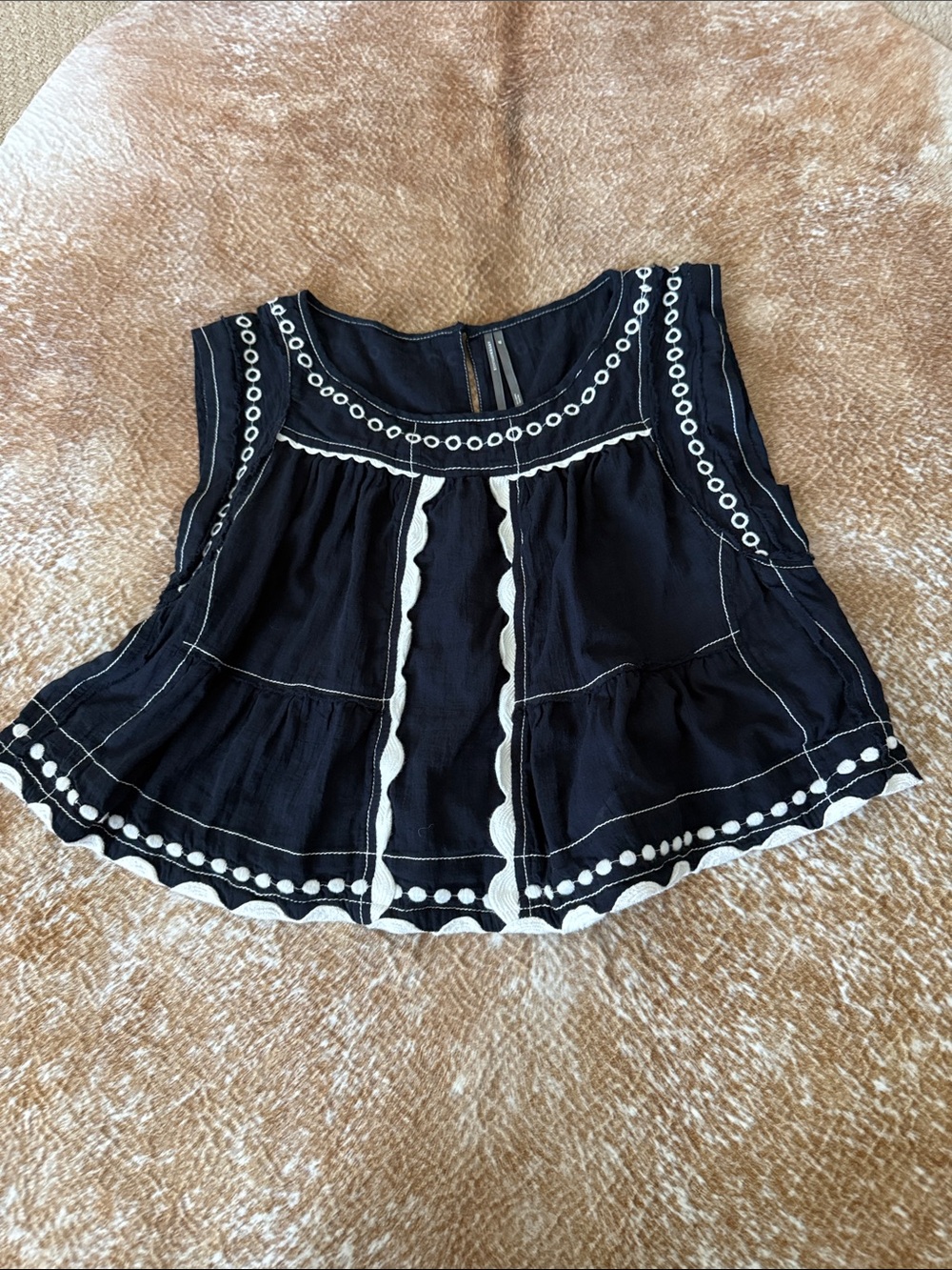 Anthropologie peplum  Embroidered Cotton Tank Top